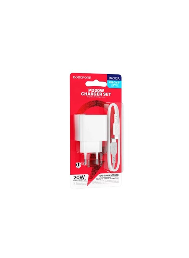 BAS13A Erudite single port PD20W charger set(C to iP)(EU) White